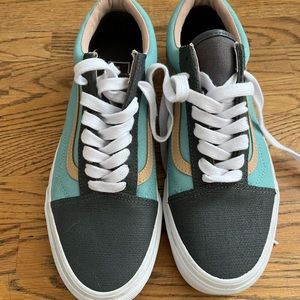NWOT Vans Old Skool Pewter Suede Aqua Haze Lace Up Sneakers
